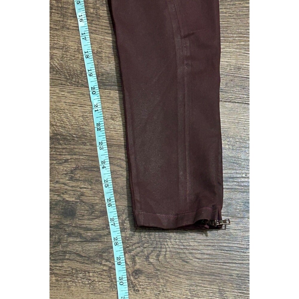 David Lerner Moto Leggings L‎ Burgundy Oxblood Stretch Zip Ankle Made in USA - Picture 11 of 12